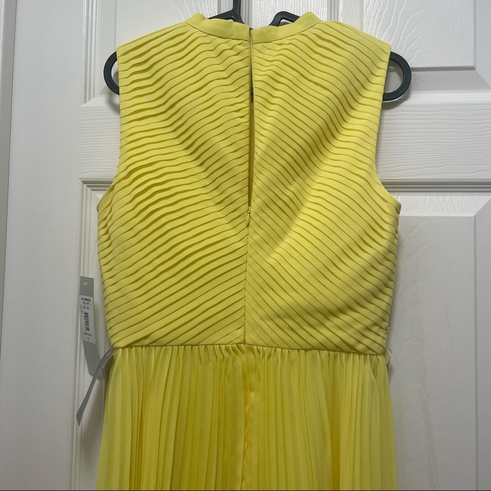 NWT KAY UNGER Beatrice Accordion Pleated Mock Neck Sleeveless Chiffon Midi Dress - Picture 13 of 14